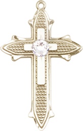 [6058KT-STN4] 14kt Gold Cross on Cross Medal with a 3mm Crystal Swarovski stone