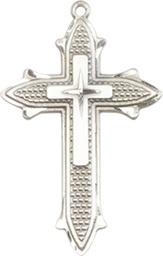 [6058SS] Sterling Silver Cross on Cross Medal