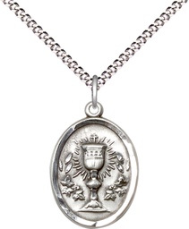 [0875SS/18S] Sterling Silver Chalice Pendant on a 18 inch Light Rhodium Light Curb chain