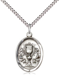 [0875SS/18S] Sterling Silver Chalice Pendant on a 18 inch Light Rhodium Light Curb chain
