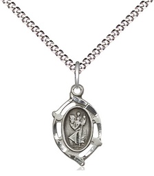 [4152CSS/18S] Sterling Silver Saint Christopher Pendant on a 18 inch Light Rhodium Light Curb chain