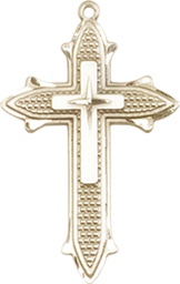 [6059KT] 14kt Gold Cross on Cross Medal