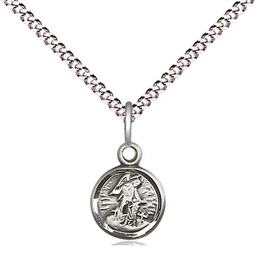 [2340SS/18S] Sterling Silver Guardian Angel Pendant on a 18 inch Light Rhodium Light Curb chain