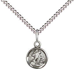 [2340SS/18S] Sterling Silver Guardian Angel Pendant on a 18 inch Light Rhodium Light Curb chain