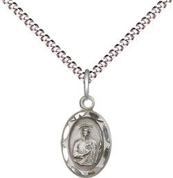 [0301JSS/18S] Sterling Silver Saint Jude Pendant on a 18 inch Light Rhodium Light Curb chain