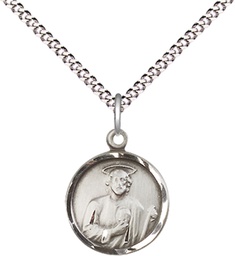 [0601JSS/18S] Sterling Silver Saint Jude Pendant on a 18 inch Light Rhodium Light Curb chain