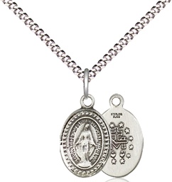 [0700SS/18S] Sterling Silver Miraculous Pendant on a 18 inch Light Rhodium Light Curb chain