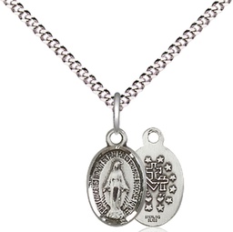 [0702MSS/18S] Sterling Silver Miraculous Pendant on a 18 inch Light Rhodium Light Curb chain