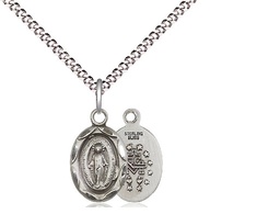 [0301MSS/18S] Sterling Silver Miraculous Pendant on a 18 inch Light Rhodium Light Curb chain