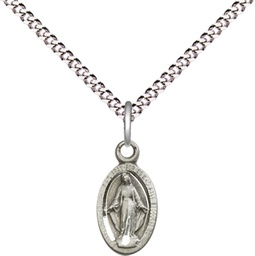 [4121MSS/18S] Sterling Silver Miraculous Pendant on a 18 inch Light Rhodium Light Curb chain