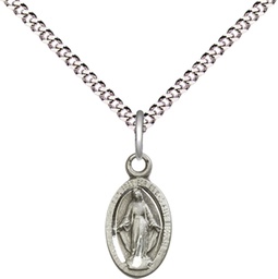 [4121MSS/18S] Sterling Silver Miraculous Pendant on a 18 inch Light Rhodium Light Curb chain