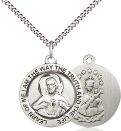 [4058SS/18S] Sterling Silver Scapular Pendant on a 18 inch Light Rhodium Light Curb chain