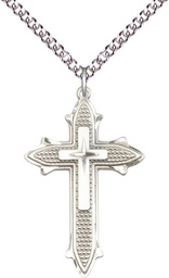 [6059SS/24SS] Sterling Silver Cross on Cross Pendant on a 24 inch Sterling Silver Heavy Curb chain