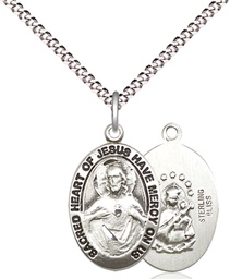 [3988SS/18S] Sterling Silver Scapular Pendant on a 18 inch Light Rhodium Light Curb chain