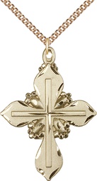 [6060GF/24GF] 14kt Gold Filled Cross Pendant on a 24 inch Gold Filled Heavy Curb chain