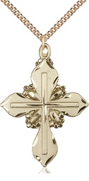 [6060GF/24GF] 14kt Gold Filled Cross Pendant on a 24 inch Gold Filled Heavy Curb chain