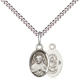 [0702SSS/18S] Sterling Silver Scapular Pendant on a 18 inch Light Rhodium Light Curb chain