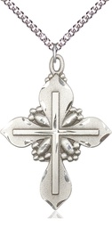 [6060SS/24SS] Sterling Silver Cross Pendant on a 24 inch Sterling Silver Heavy Curb chain