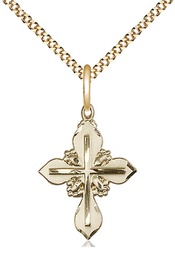 [6061GF/18G] 14kt Gold Filled Cross Pendant on a 18 inch Gold Plate Light Curb chain