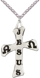 [6062SS/24SS] Sterling Silver Cross Pendant on a 24 inch Sterling Silver Heavy Curb chain