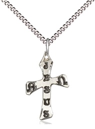 [6063SS/18S] Sterling Silver Cross Pendant on a 18 inch Light Rhodium Light Curb chain
