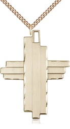 [6064GF/24GF] 14kt Gold Filled Cross Pendant on a 24 inch Gold Filled Heavy Curb chain
