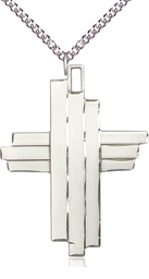 [6064SS/24SS] Sterling Silver Cross Pendant on a 24 inch Sterling Silver Heavy Curb chain