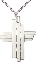 [6064SS/24SS] Sterling Silver Cross Pendant on a 24 inch Sterling Silver Heavy Curb chain