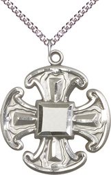 [6066SS/24SS] Sterling Silver Cross Pendant on a 24 inch Sterling Silver Heavy Curb chain