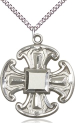 [6066SS/24SS] Sterling Silver Cross Pendant on a 24 inch Sterling Silver Heavy Curb chain