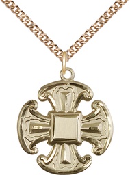 [6067GF/24GF] 14kt Gold Filled Cross Pendant on a 24 inch Gold Filled Heavy Curb chain