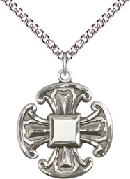 [6067SS/24SS] Sterling Silver Cross Pendant on a 24 inch Sterling Silver Heavy Curb chain