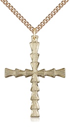 [6068GF/24GF] 14kt Gold Filled Cross Pendant on a 24 inch Gold Filled Heavy Curb chain