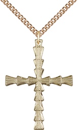 [6068GF/24GF] 14kt Gold Filled Cross Pendant on a 24 inch Gold Filled Heavy Curb chain