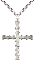 [6068SS/24SS] Sterling Silver Cross Pendant on a 24 inch Sterling Silver Heavy Curb chain