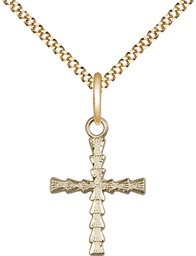 [6069GF/18G] 14kt Gold Filled Cross Pendant on a 18 inch Gold Plate Light Curb chain