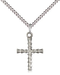 [6069SS/18S] Sterling Silver Cross Pendant on a 18 inch Light Rhodium Light Curb chain