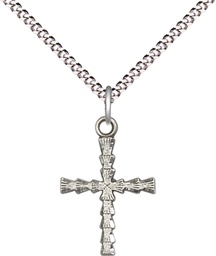 [6069SS/18S] Sterling Silver Cross Pendant on a 18 inch Light Rhodium Light Curb chain