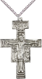 [6070SS/24SS] Sterling Silver San Damiano Pendant on a 24 inch Sterling Silver Heavy Curb chain