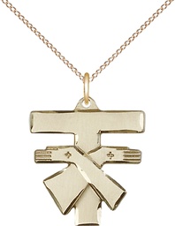 [6072GF/18GF] 14kt Gold Filled Franciscan Cross Pendant on a 18 inch Gold Filled Light Curb chain