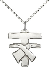 [6072SS/18SS] Sterling Silver Franciscan Cross Pendant on a 18 inch Sterling Silver Light Curb chain