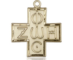 [6074GF] 14kt Gold Filled Light &amp; Life Cross Medal