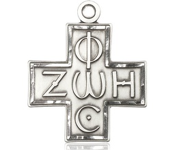 [6074SS] Sterling Silver Light &amp; Life Cross Medal