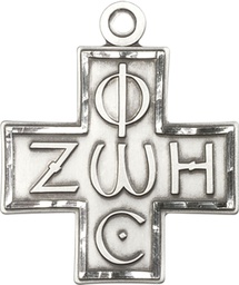 [6074SS] Sterling Silver Light &amp; Life Cross Medal