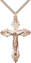 [6076GF/24GF] 14kt Gold Filled Crucifix Pendant on a 24 inch Gold Filled Heavy Curb chain