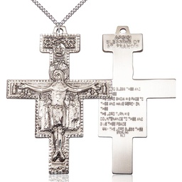 [6079SS/24SS] Sterling Silver Damiano Crucifix Pendant on a 24 inch Sterling Silver Heavy Curb chain