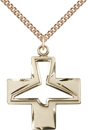 [6080GF/24GF] 14kt Gold Filled Holy Spirit Pendant on a 24 inch Gold Filled Heavy Curb chain