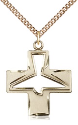 [6080GF/24GF] 14kt Gold Filled Holy Spirit Pendant on a 24 inch Gold Filled Heavy Curb chain