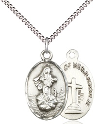 [5678SS/18S] Sterling Silver Our Lady of Medugorje Pendant on a 18 inch Light Rhodium Light Curb chain