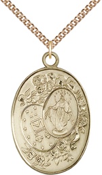 [5681GF/24GF] 14kt Gold Filled Miraculous Pendant on a 24 inch Gold Filled Heavy Curb chain